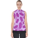 Exotic Tropical Leafs Watercolor Pattern Mock Neck Shell Top View1