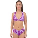 Exotic Tropical Leafs Watercolor Pattern Double Strap Halter Bikini Set