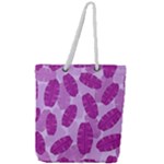 Exotic Tropical Leafs Watercolor Pattern Full Print Rope Handle Tote (Large)