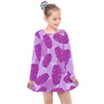 Exotic Tropical Leafs Watercolor Pattern Kids  Long Sleeve Dress