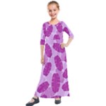 Exotic Tropical Leafs Watercolor Pattern Kids  Quarter Sleeve Maxi Dress