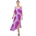 Exotic Tropical Leafs Watercolor Pattern Maxi Chiffon Cover Up Dress