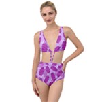 Exotic Tropical Leafs Watercolor Pattern Tied Up Two Piece Swimsuit