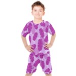 Exotic Tropical Leafs Watercolor Pattern Kids  Tee and Shorts Set