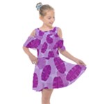 Exotic Tropical Leafs Watercolor Pattern Kids  Shoulder Cutout Chiffon Dress