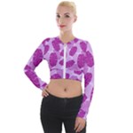 Exotic Tropical Leafs Watercolor Pattern Long Sleeve Cropped Velvet Jacket