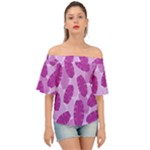 Exotic Tropical Leafs Watercolor Pattern Off Shoulder Short Sleeve Top