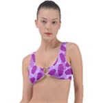 Exotic Tropical Leafs Watercolor Pattern Ring Detail Bikini Top
