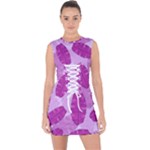 Exotic Tropical Leafs Watercolor Pattern Lace Up Front Bodycon Dress