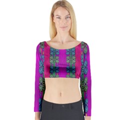 Flowers In A Rainbow Liana Forest Festive Long Sleeve Crop Top by pepitasart