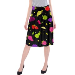 Vector Seamless Summer Fruits Pattern Colorful Cartoon Background Midi Beach Skirt by Vaneshart