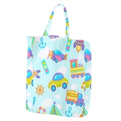 Transport Toy Seamless Pattern Giant Grocery Tote by Vaneshart