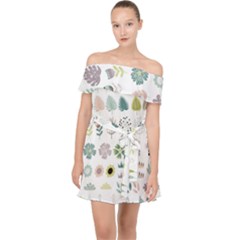 Cute Flowers Plants Big Collection Off Shoulder Chiffon Dress by Vaneshart