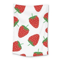 Seamless Pattern Fresh Strawberry Small Tapestry by Vaneshart
