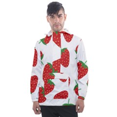 Seamless Pattern Fresh Strawberry Men s Front Pocket Pullover Windbreaker by Vaneshart