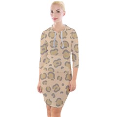 Leopard Print Quarter Sleeve Hood Bodycon Dress by Sobalvarro
