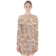 Leopard Print Long Sleeve Off Shoulder Dress by Sobalvarro