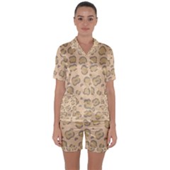 Leopard Print Satin Short Sleeve Pyjamas Set by Sobalvarro