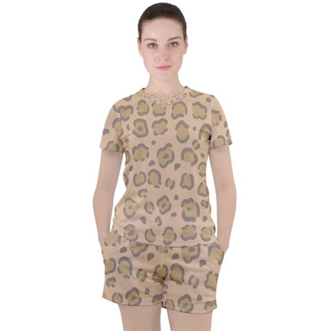 Leopard Print Women s Tee And Shorts Set by Sobalvarro