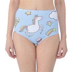Unicorn Seamless Pattern Background Vector Classic High-waist Bikini Bottoms by Sobalvarro