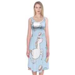 Unicorn Seamless Pattern Background Vector Midi Sleeveless Dress by Sobalvarro