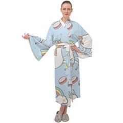 Unicorn Seamless Pattern Background Vector Maxi Velour Kimono by Sobalvarro