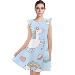 Unicorn Seamless Pattern Background Vector Tie Up Tunic Dress by Sobalvarro