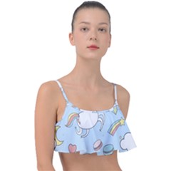 Unicorn Seamless Pattern Background Vector Frill Bikini Top by Sobalvarro