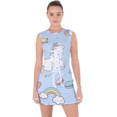Unicorn Seamless Pattern Background Vector Lace Up Front Bodycon Dress by Sobalvarro