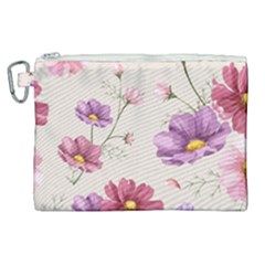 Vector Hand Drawn Cosmos Flower Pattern Canvas Cosmetic Bag (xl) by Sobalvarro