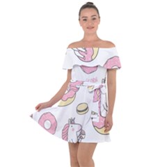 Unicorn Seamless Pattern Background Vector (1) Off Shoulder Velour Dress by Sobalvarro