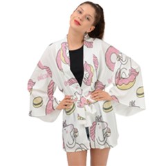 Unicorn Seamless Pattern Background Vector (1) Long Sleeve Kimono by Sobalvarro