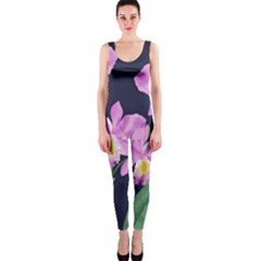 Vector Hand Drawn Orchid Flower Pattern One Piece Catsuit by Sobalvarro