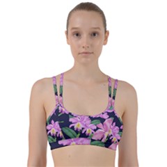 Vector Hand Drawn Orchid Flower Pattern Line Them Up Sports Bra by Sobalvarro
