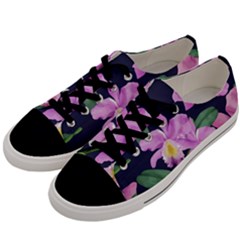 Vector Hand Drawn Orchid Flower Pattern Men s Low Top Canvas Sneakers by Sobalvarro