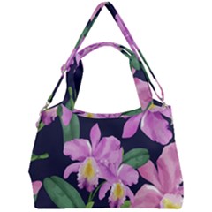 Vector Hand Drawn Orchid Flower Pattern Double Compartment Shoulder Bag by Sobalvarro