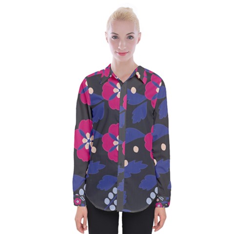 Vector Seamless Flower And Leaves Pattern Womens Long Sleeve Shirt by Sobalvarro