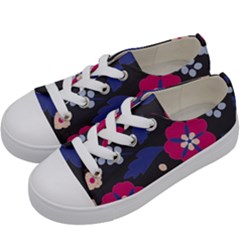Vector Seamless Flower And Leaves Pattern Kids  Low Top Canvas Sneakers by Sobalvarro