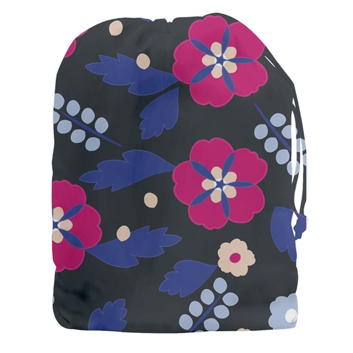 Vector Seamless Flower And Leaves Pattern Drawstring Pouch (3XL)