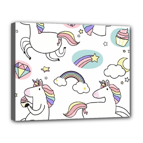 Cute Unicorns With Magical Elements Vector Canvas 14  X 11  (stretched) by Sobalvarro