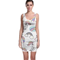 Cute Unicorns With Magical Elements Vector Bodycon Dress by Sobalvarro