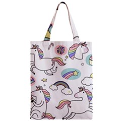 Cute Unicorns With Magical Elements Vector Zipper Classic Tote Bag by Sobalvarro
