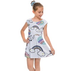 Cute Unicorns With Magical Elements Vector Kids  Cap Sleeve Dress by Sobalvarro