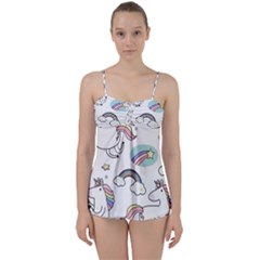 Cute Unicorns With Magical Elements Vector Babydoll Tankini Set by Sobalvarro
