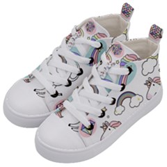 Cute Unicorns With Magical Elements Vector Kids  Mid-top Canvas Sneakers by Sobalvarro