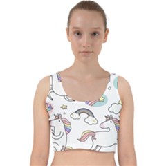 Cute Unicorns With Magical Elements Vector Velvet Racer Back Crop Top by Sobalvarro