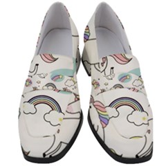 Cute Unicorns With Magical Elements Vector Women s Chunky Heel Loafers by Sobalvarro