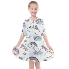 Cute Unicorns With Magical Elements Vector Kids  All Frills Chiffon Dress by Sobalvarro