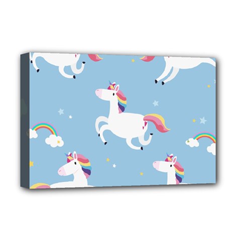 Unicorn Seamless Pattern Background Vector (2) Deluxe Canvas 18  X 12  (stretched) by Sobalvarro