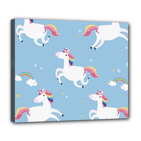 Unicorn Seamless Pattern Background Vector (2) Deluxe Canvas 24  X 20  (stretched) by Sobalvarro